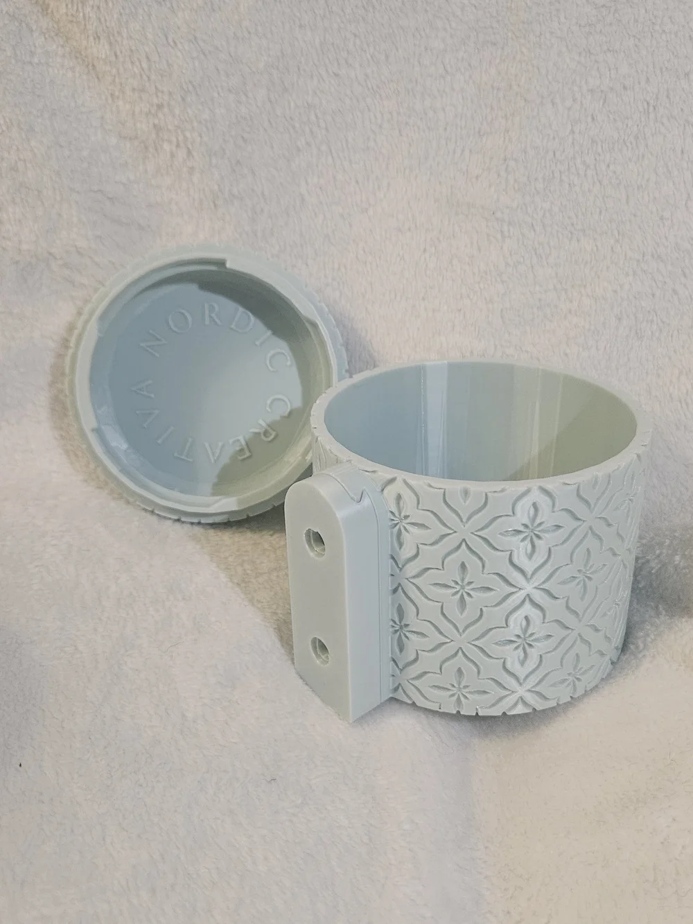 Decorative Embossed Hanging Planter - Minty Blue - 3d Printed